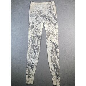 Vintage Long Johns Bottoms Women Splatter Print Cream Gray Black Size M
